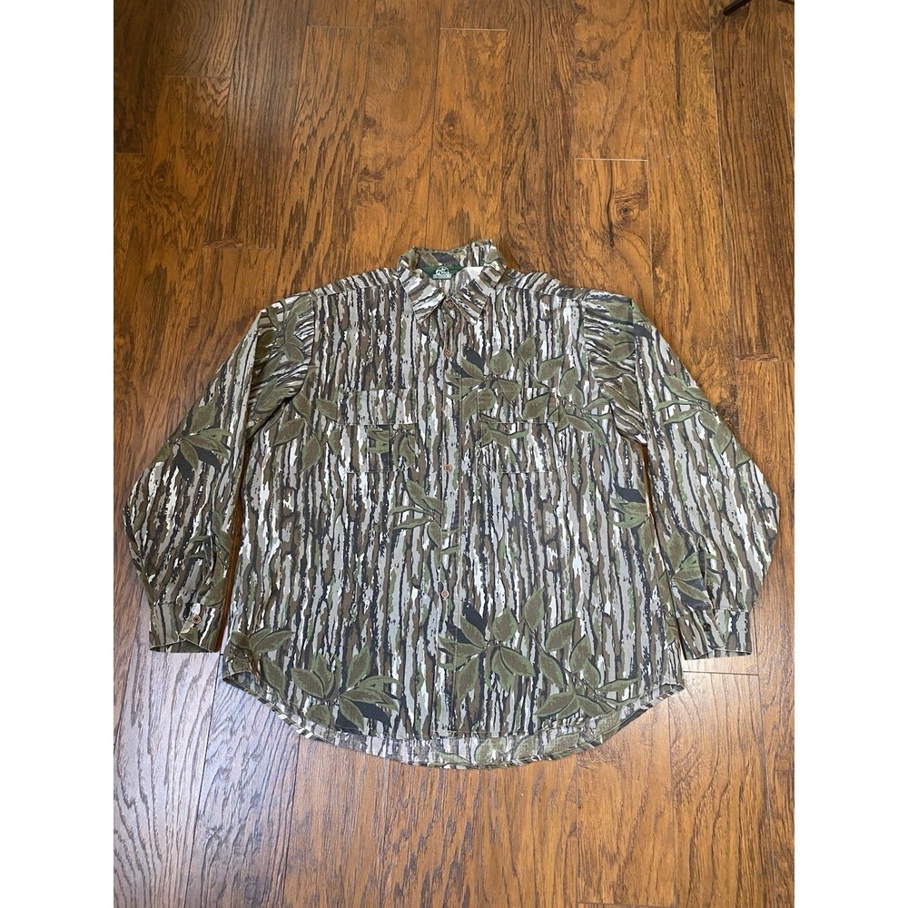 Vtg Sports Shirt Mens Extra Large XL Brown Realtree Camo Hunting